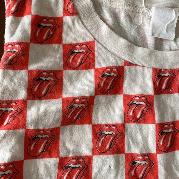 MadeWorn Rolling Stones Checkered tongue repeat  zip Tee Tank - Picture 3 of 8